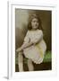 Little Girl in White Dress with Yellow Trimmings-null-Framed Photographic Print