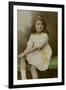 Little Girl in White Dress with Yellow Trimmings-null-Framed Photographic Print