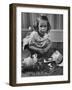 Little Girl Leaning over Her Broken Piggy Bank-Nina Leen-Framed Photographic Print