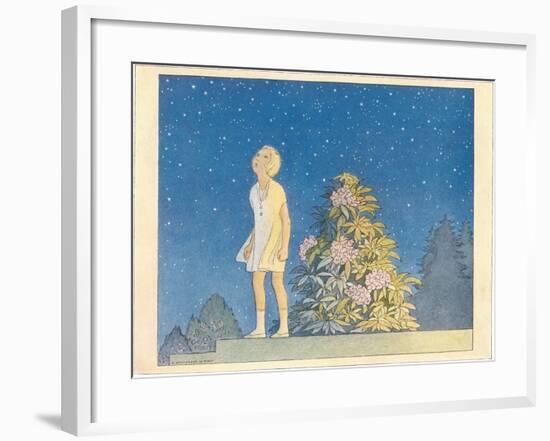 Little Girl Looking at Stars-null-Framed Art Print