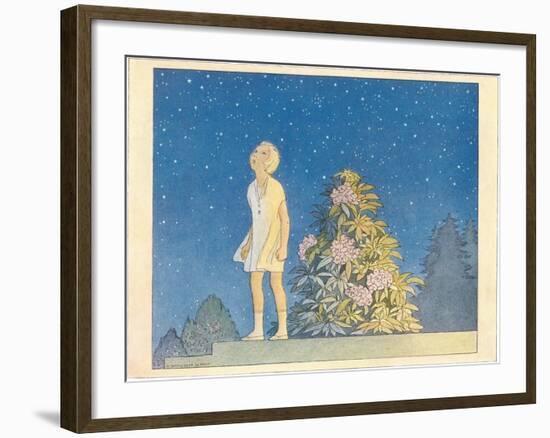 Little Girl Looking at Stars-null-Framed Art Print