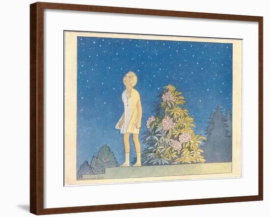 Little Girl Looking at Stars-null-Framed Art Print