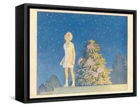 Little Girl Looking at Stars-null-Framed Stretched Canvas