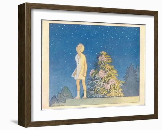 Little Girl Looking at Stars-null-Framed Art Print