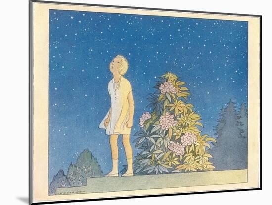 Little Girl Looking at Stars-null-Mounted Art Print