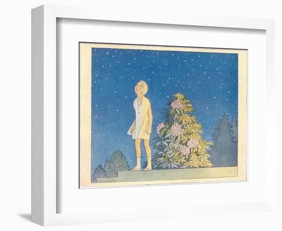 Little Girl Looking at Stars-null-Framed Art Print