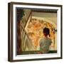 Little Girl Looking Downstairs at Christmas Party-Norman Rockwell-Framed Giclee Print