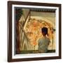 Little Girl Looking Downstairs at Christmas Party-Norman Rockwell-Framed Giclee Print