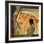 Little Girl Looking Downstairs at Christmas Party-Norman Rockwell-Framed Giclee Print