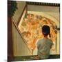 Little Girl Looking Downstairs at Christmas Party-Norman Rockwell-Mounted Giclee Print