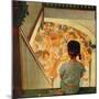 Little Girl Looking Downstairs at Christmas Party-Norman Rockwell-Mounted Giclee Print