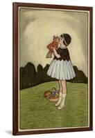 Little Girl on a Hillside with Her Doll-null-Framed Art Print