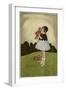 Little Girl on a Hillside with Her Doll-null-Framed Art Print