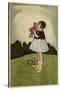 Little Girl on a Hillside with Her Doll-null-Stretched Canvas