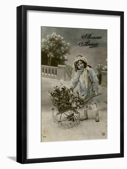 Little Girl on a New Year's Postcard-null-Framed Art Print