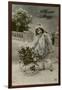 Little Girl on a New Year's Postcard-null-Framed Art Print