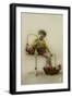 Little Girl on a Postcard with Baskets of Flowers-null-Framed Photographic Print