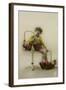 Little Girl on a Postcard with Baskets of Flowers-null-Framed Photographic Print