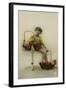 Little Girl on a Postcard with Baskets of Flowers-null-Framed Photographic Print