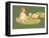 Little Girl on Lily Pad-null-Framed Stretched Canvas