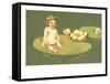 Little Girl on Lily Pad-null-Framed Stretched Canvas