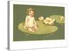 Little Girl on Lily Pad-null-Stretched Canvas