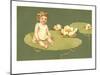 Little Girl on Lily Pad-null-Mounted Art Print