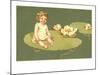 Little Girl on Lily Pad-null-Mounted Art Print