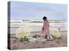 Little Girl on the Beach with Her Beach Toys-Nora Hernandez-Stretched Canvas