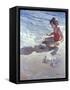 Little Girl on the Beach-Patti Mollica-Framed Stretched Canvas
