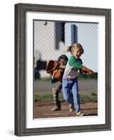 Little Girl Playing Softball-Bob Winsett-Framed Photographic Print