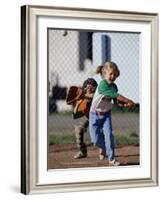 Little Girl Playing Softball-Bob Winsett-Framed Photographic Print