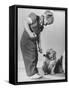 Little Girl Playing with Dog-Gjon Mili-Framed Stretched Canvas