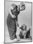 Little Girl Playing with Dog-Gjon Mili-Mounted Photographic Print