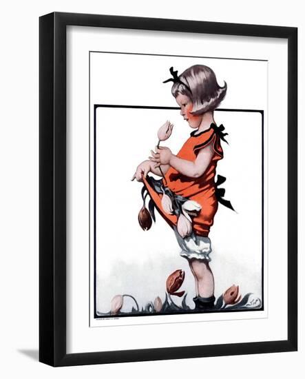 "Little Girl Playing with Flowers,"May 2, 1925-Sarah Stilwell Weber-Framed Giclee Print