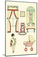 Little Girl, Pram, Neat House-null-Mounted Art Print