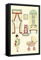 Little Girl, Pram, Neat House-null-Framed Stretched Canvas
