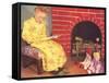 Little Girl Reading to Dolls-null-Framed Stretched Canvas