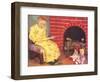 Little Girl Reading to Dolls-null-Framed Art Print