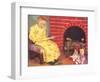 Little Girl Reading to Dolls-null-Framed Art Print