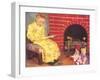 Little Girl Reading to Dolls-null-Framed Art Print