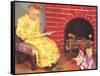 Little Girl Reading to Dolls-null-Framed Stretched Canvas