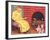 Little Girl Reading to Dolls-null-Framed Art Print