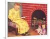 Little Girl Reading to Dolls-null-Framed Art Print