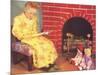 Little Girl Reading to Dolls-null-Mounted Art Print