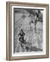 Little Girl Riding Her Tricycle, Leading Francis the Mule-Allan Grant-Framed Photographic Print