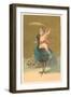 Little Girl Riding Peacock-null-Framed Art Print