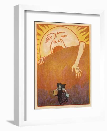 Little Girl Sets out to Find Her Seven Brothers and is Confronted by an Alarming Sunrise-Willy Planck-Framed Art Print