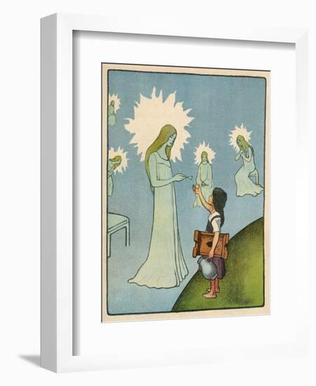 Little Girl Sets out to Find Her Seven Brothers and Receives Help from an Angelic Lady-Willy Planck-Framed Art Print