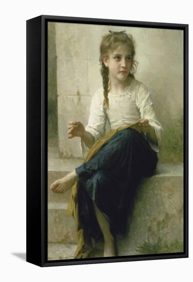 Little Girl Sewing, 1898-William Adolphe Bouguereau-Framed Stretched Canvas